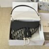 Saddle Bag with Strap Blue Dior Oblique Jacquard and Smooth Calfskin