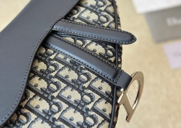 Saddle Bag with Strap Blue Dior Oblique Jacquard and Smooth Calfskin