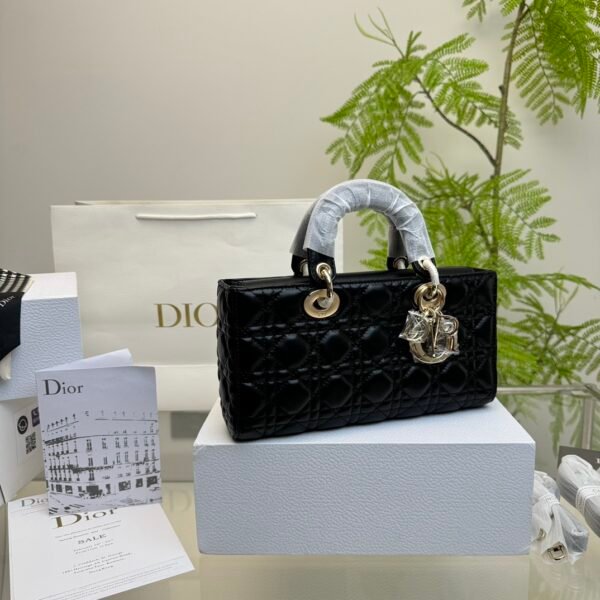 Medium Lady D-Joy Bag Black Cannage Lambskin