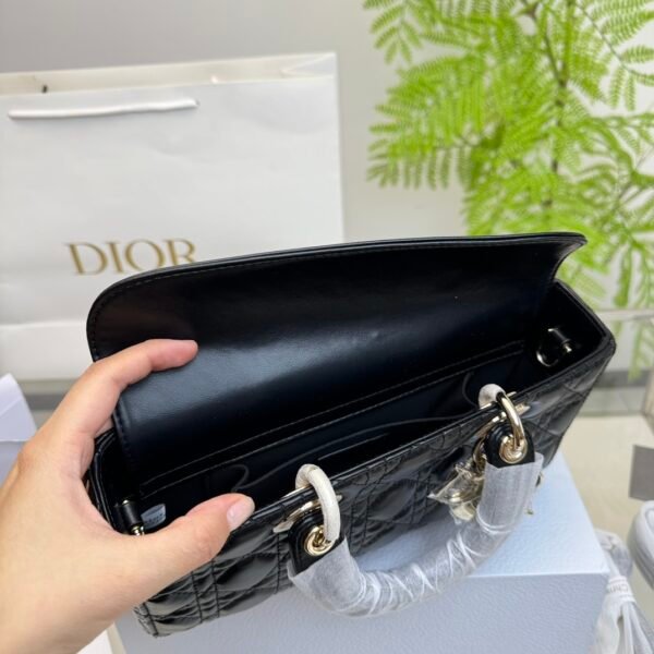 Medium Lady D-Joy Bag Black Cannage Lambskin