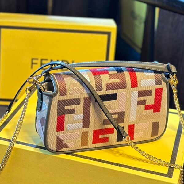 Baguette,Multicolor canvas bag with FF embroidery