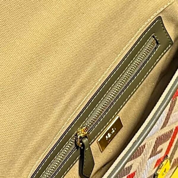 Baguette,Multicolor canvas bag with FF embroidery