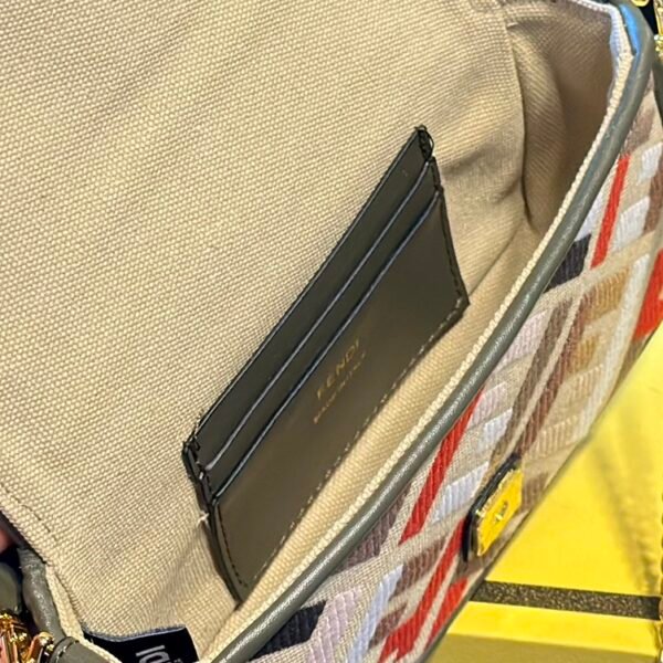 Baguette,Multicolor canvas bag with FF embroidery