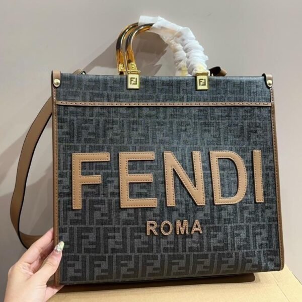 Fendi Sunshine Medium,Brown FF jacquard fabric shopper