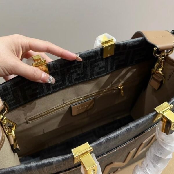 Fendi Sunshine Medium,Brown FF jacquard fabric shopper