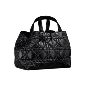 Large Dior Toujours Bag ,Black Macrocannage Crinkled Calfskin