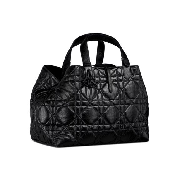 Large Dior Toujours Bag ,Black Macrocannage Crinkled Calfskin
