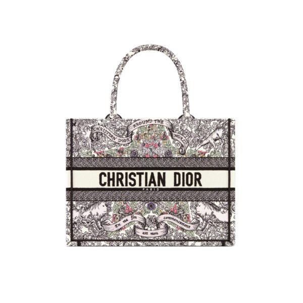 Latte Embroidery with Multicolor Dior Around the World Motif