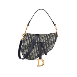 Saddle Bag with Strap Blue Dior Oblique Jacquard