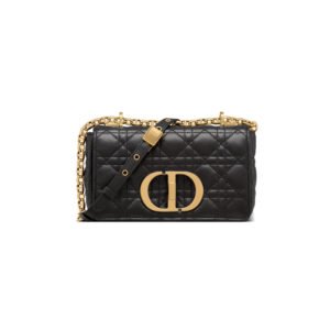 Small Dior Caro Bag Black Supple Cannage Calfskin