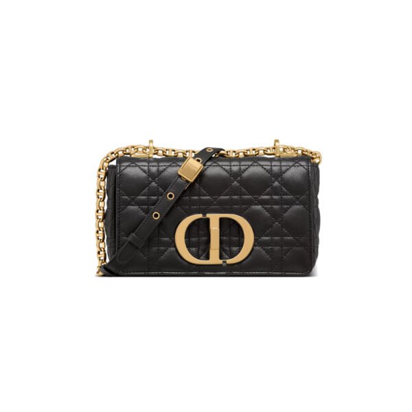 Small Dior Caro Bag Black Supple Cannage Calfskin