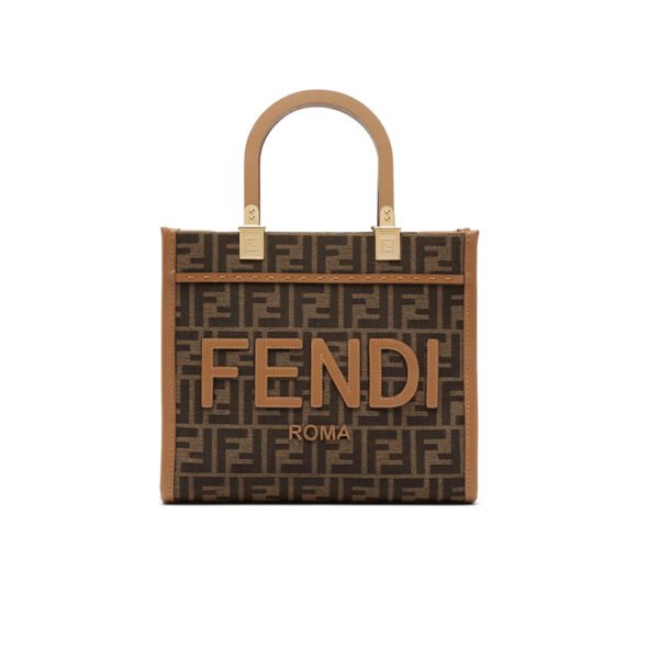 Fendi Sunshine Small,Brown FF jacquard fabric bag