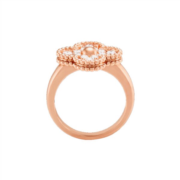 Vintage Clover Ring,Rose Gold Plated,Artificial Diamond