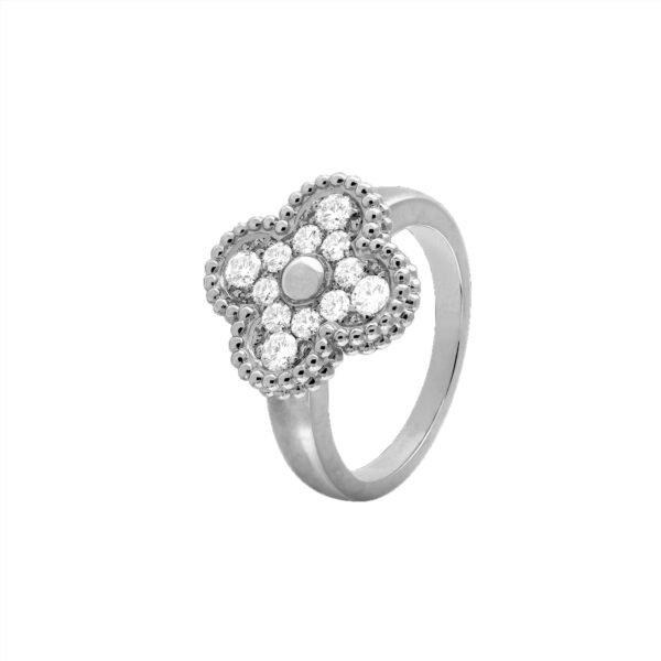 Vintage Clover Ring,Rose Gold Plated,Artificial Diamond