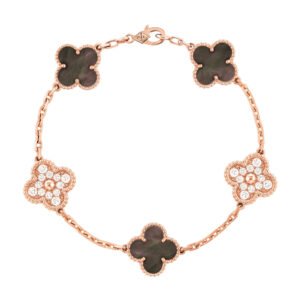 Vintage Alhambra bracelet,Metal plated,Mother-of-pearl,Artificial Diamond